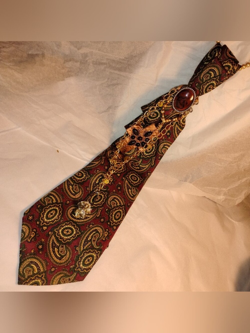 One Of A Kind Woman's Necktie. Vintage Accessories. Hand Designed.